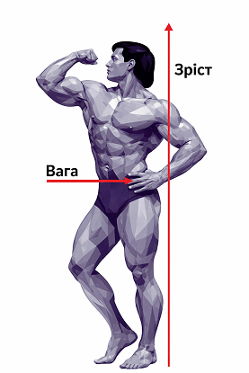 Визначення розмыру трусів чоловічих по зросту та вазі на прикладі зображення мускулистого атлета